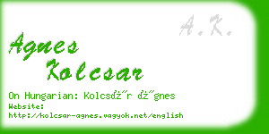 agnes kolcsar business card